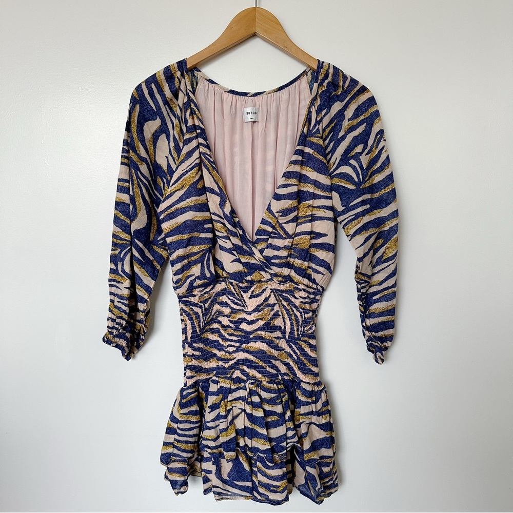 Suboo • Into the Wilds Shirred Wrap Mini Animal Print Dress - Picture 4 of 10